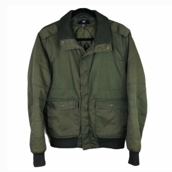 H&M Jackets & Coats Hm Mens Green Bomber Jacket Poshmark